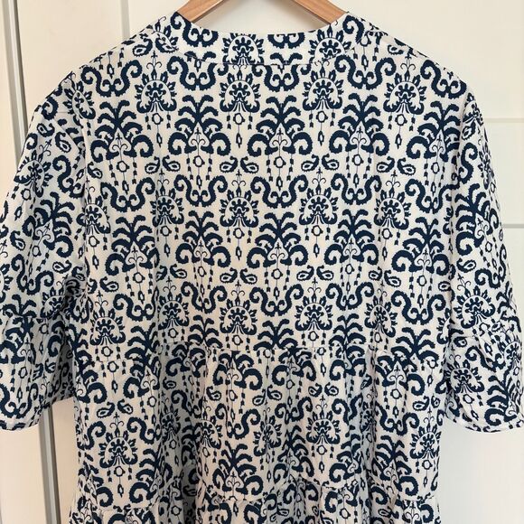 Women’s Blue White Ruffle Sleeve A-Line Dress Size 2XL NWT - Picture 7 of 8